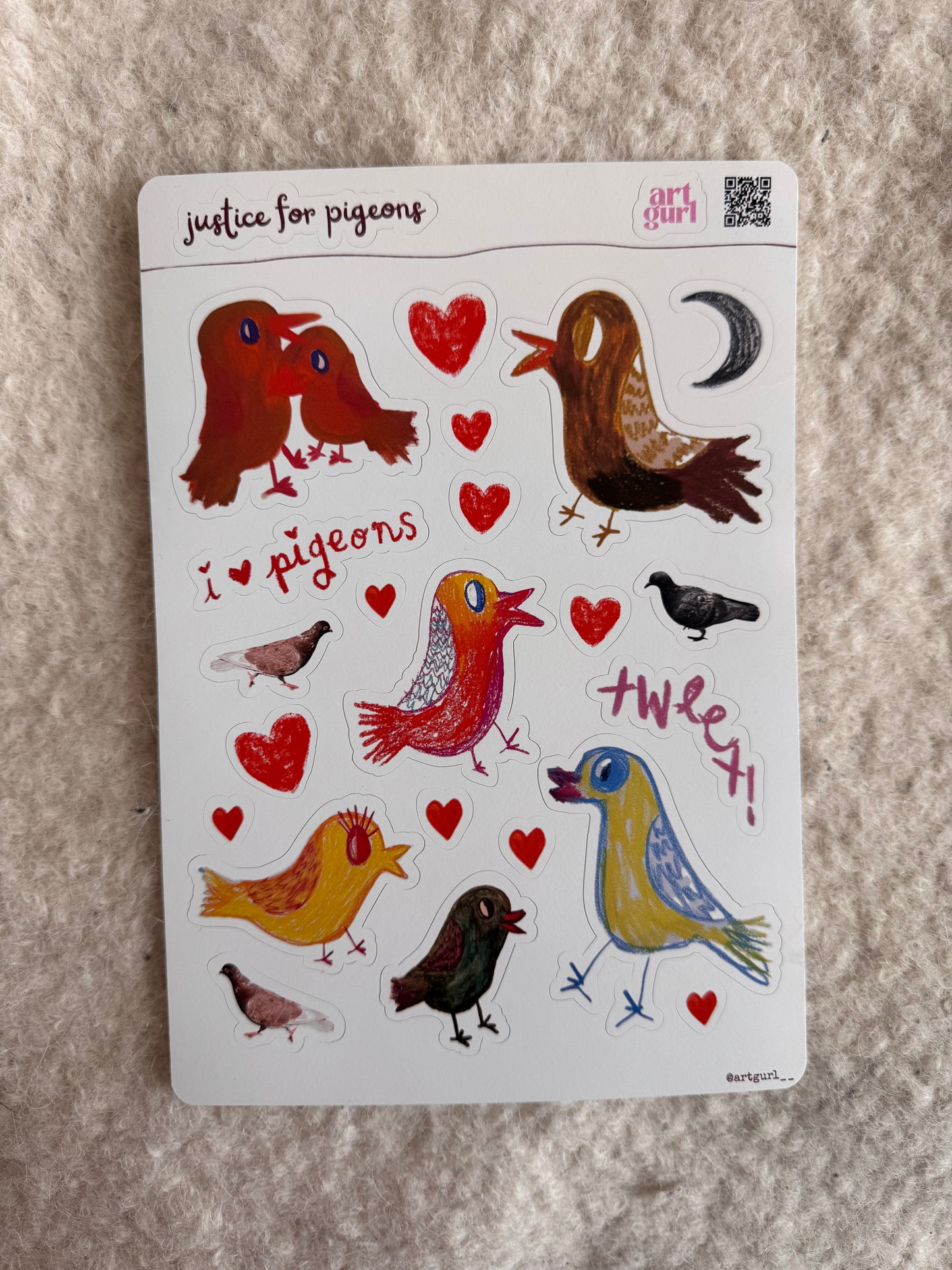Justice for Pigeons Sticker Sheet (A5)