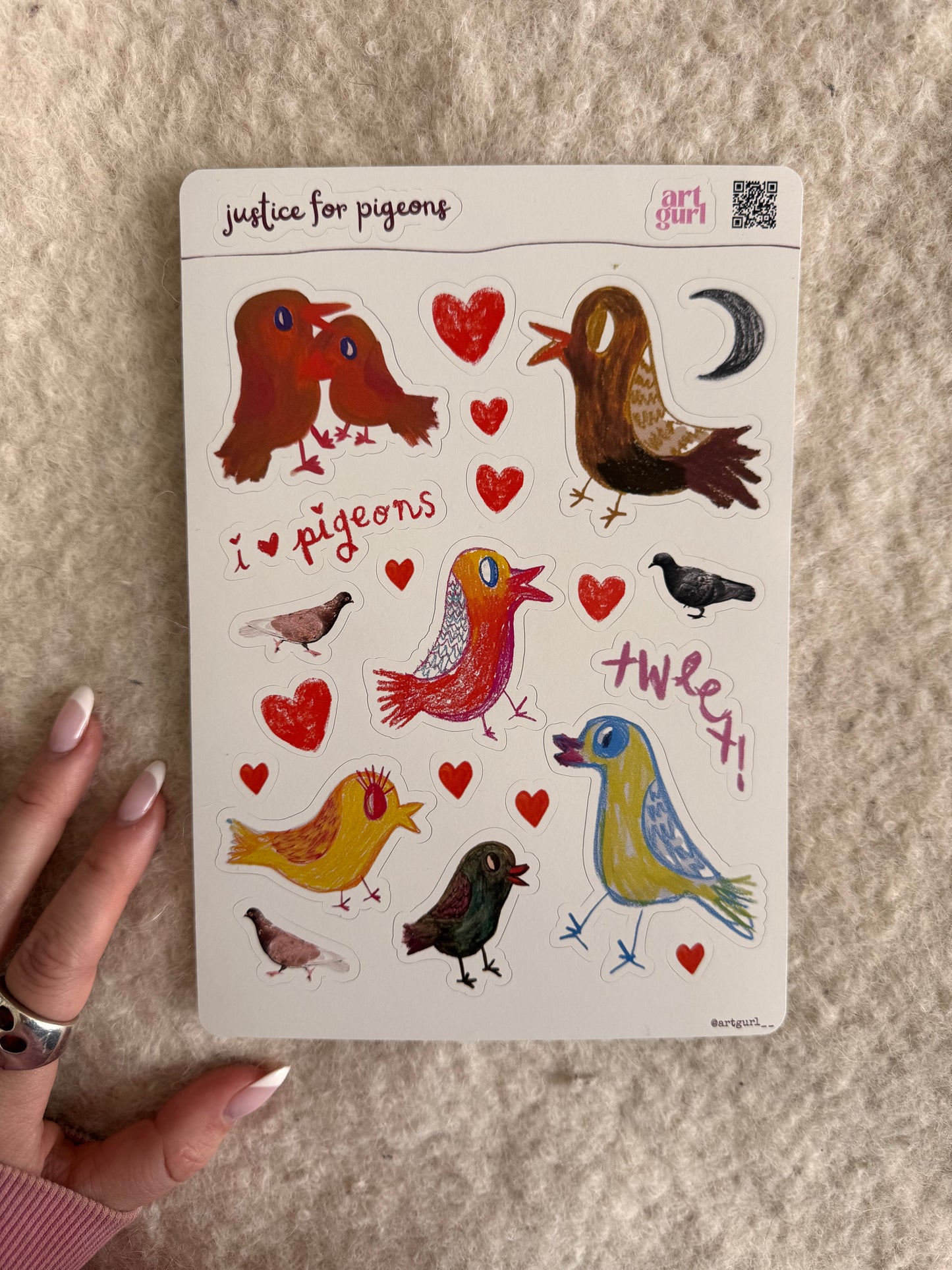 Justice for Pigeons Sticker Sheet (A5)